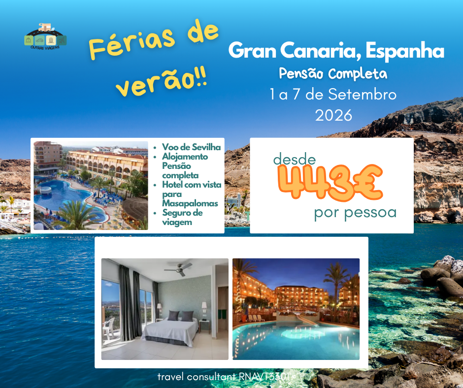 Férias de verão 2026 por 1000 euros/casal.